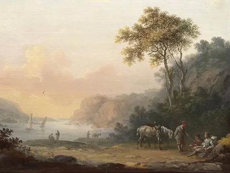1725-Johann Jacob Tischbein - Vista sul fiume al tramonto (1773)